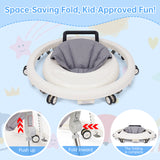 kmaier Baby Walker, Foldable, 9 Adjustable Heights, for 7-18 Months, Portable Anti-Rolling Baby Walker with Wheels-White