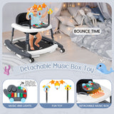 XIOYIG 5 in 1 Baby Walker, Music and Lights Walker for Baby Boy Girls 6-18 Months, Foldable Baby Walkers with Wheels and Bouncer Combo Portable, Toddler Infant Walker with Adjustable Height