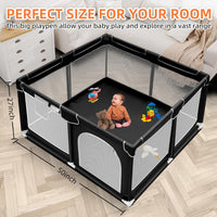 kmaier Baby Playpen, Large Travel Fence , 360° Visibility Baby Playpen,for Toddler,Black