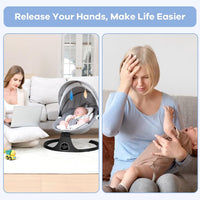 kmaier Baby Bouncer, 5 Speeds, 10 Lullabies, Adapter and Battery Powered, Indoor and Outdoor Use, Gray