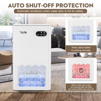 ToLife Dehumidifiers for Home 95 OZ Water Tank, 1000 sq.ft Dehumidifier for Basement Bedroom Bathroom with Auto Shut Off 7 Colors LED Light,White