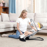 kmaier Baby Bouncer, Portable Baby Bouncer Seat for Babies 0-18 Months, 100% Cotton Fabrics, 3 Modes of use with Rocker and Stationary Options, Infant Rocker Chair with Hanging Toys-Light Grey