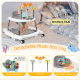 Wolfcode 5-in-1 Music and Lights Baby Walker Foldable with 5 Adjustable Heights, Baby Walker with Wheels and Bouncer Combo Portable, Infant Toddler Walker for Baby Boy Girls 6-18 Months