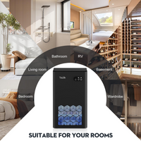 Dehumidifier for Bedroom Bathroom Basements, Dehumidifier with 2 Working Mode, Auto Shut Off, 7 Colors LED Light, Black