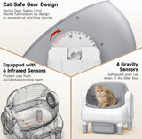 MusingFairy Automatic Litter Box,Self Cleaning Cat Litter Box with App Control, Open-Top Large Space, Dual Safety Sensors, Ultra-Quiet, for Multiple Cats, Light Gray