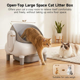 MusingFairy Automatic Litter Box,Self Cleaning Cat Litter Box with App Control, Open-Top Large Space, Dual Safety Sensors, Ultra-Quiet, for Multiple Cats, Light Gray