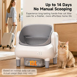 MusingFairy Automatic Litter Box,Self Cleaning Cat Litter Box with App Control, Open-Top Large Space, Dual Safety Sensors, Ultra-Quiet, for Multiple Cats, Light Gray
