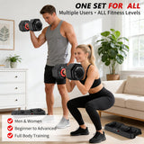 Adjustable Dumbbell Set Pair 50 lb, Adjustable Dumbbells 10-in-1 Free Weight Set, 1-Second Dial Weight Adjustment,Space-Saving Design with Storage Base, Home Gym Strength Training Equipment