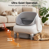 MusingFairy Automatic Litter Box,Self Cleaning Cat Litter Box with App Control, Open-Top Large Space, Dual Safety Sensors, Ultra-Quiet, for Multiple Cats, Light Gray