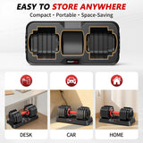 Adjustable Dumbbell Set Pair 50 lb, Adjustable Dumbbells 10-in-1 Free Weight Set, 1-Second Dial Weight Adjustment,Space-Saving Design with Storage Base, Home Gym Strength Training Equipment