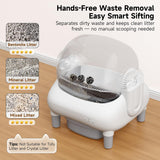 MusingFairy Automatic Litter Box,Self Cleaning Cat Litter Box with App Control, Open-Top Large Space, Dual Safety Sensors, Ultra-Quiet, for Multiple Cats, Light Gray