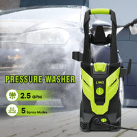 LWQ Electric Pressure Washer, 2030 PSI 2.5 GPM Power Washer with 4 Quick Connect Nozzles, High Pressure Cleaning Machine with Foam Cannon for Cars/Fences/Driveways/Patios/Home Cleaning