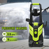 LWQ Electric Pressure Washer, 2030 PSI 2.5 GPM Power Washer with 4 Quick Connect Nozzles, High Pressure Cleaning Machine with Foam Cannon for Cars/Fences/Driveways/Patios/Home Cleaning