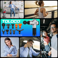 Massage Gun, Deep Tissue Back Massage for Athletes for Pain Relief, Percussion Massager with 10 Massages Heads & Silent Brushless Motor, Silver