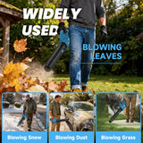 YOOVL Leaf Blower Cordless,  650CFM Electric Leaf Blowers with 2 x 5.2Ah Batteries and Charger, 3 Speed Modes, 1 x Adjustable Shoulder Strap, Powerful Blowers for Lawn Care, Patio, Dust, Blowing Leaves Blue