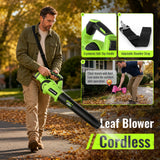 DARKIRON Leaf Blower Cordless,2 x 5.2 Ah Batteries & Charger, Up to 650CFM/280MPH, 3 Variable Speed, Powerful Leaf Blower for Blowing Leaves, Lawn Care, Dust and Snow (Green)