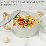 Soday 17 Pcs Pots and Pans Set Non Stick Kitchen Cookware Sets Granite Cooking Tools with Stay-Cool Handles Silicone Tools, Pot Protectors,White