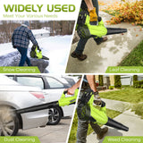LWQ Leaf Blower, Electric Cordless Leaf Blower with 2 Batteries and Charger, 2 Speed Mode, Lightweight Leaf Blowers for Blowing Leaves, Patio Cleaning, Lawn Care and Dust Green