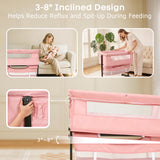 NIRGU Baby Bassinet, 3-Level Adjustable Height with Wheels & Storage Basket, Breathable Mosquito Net,for Newborns and Infants,Pink