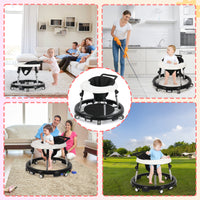 kmaier Baby Walker, Foldable, 9 Adjustable Heights, for 7-18 Months, Portable Anti-Rolling Baby Walker with Wheels-Black