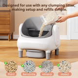 Cumrige Self Cleaning Litter Box,Open Top Automatic Litter Box with App Control for Multiple Cats, Safety Sensors Protection,Large Waste Bin