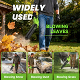 YOOVL Leaf Blower Cordless, 650CFM Electric Leaf Blowers with 2 x 5.2Ah Batteries and Charger, 3 Speed Modes, 1 x Adjustable Shoulder Strap, Powerful Blowers for Lawn Care, Patio, Dust, Blowing Leaves Green
