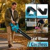 DARKIRON Leaf Blower Cordless,2 x 5.2 Ah Batteries & Charger, Up to 650CFM/280MPH, 3 Variable Speed,Powerful Leaf Blower for Blowing Leaves, Lawn Care, Yard, Dust and Snow (Blue)