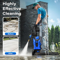 Lusilushy Electric Pressure Washer, Power Washer with Foam Cannon, Portable Pressure Cleaning Machine with 4 Different Nozzles for Cars, Driveways, Fences, Patios, Home Cleaning, 2.5 GPM