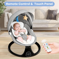 kmaier Baby Bouncer, 5 Speeds, 10 Lullabies, Adapter and Battery Powered, Indoor and Outdoor Use, Gray