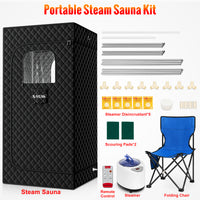 LWQ Portable Sauna Box Designed for Home Use, Sauna with 5 Min Fast Heating &9 Levels Heat, 2.6L 1kW Steamer and Remote Control , Ideal for Private SPA Experience, 2.6’ x 2.6’ x 5.9’ (Cotton, Black)