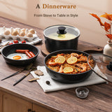 SODAY 15Pcs Pots and Pans Set Non Stick, Cookware Sets with Detachable Handle, Nonstick RV Kitchen Cooking Tools Removable Handles, Oven Safe, Induction Fast, Stackable Induction Cookware,Black