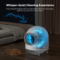 Self-cleaning cat litter box for multiple cats, smart automatic cat litter box with Wifi APP control, 68L large capacity(Gray)