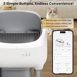 DOJOAO Self Cleaning Litter Box, 95 L Automatic Cat Litter Box Self Cleaning for Multiple Cats, with Safety Protection, App Control,1 Roll Garbage Bags,White & Grey