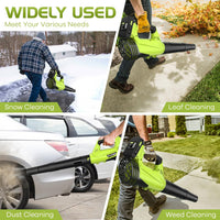 Leaf Blower, Electric Cordless Leaf Blower with 2 Batteries and Charger, 2 Speed Mode, Lightweight Leaf Blowers for Blowing Leaves, Patio Cleaning, Lawn Care and Dust