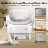 DOJOAO Self Cleaning Litter Box,Open Top Automatic Litter Box with App Control for Multiple Cats, Safety Sensors Protection, Odor Control Includes 2 roll Liners,Large Waste Bin, Cream White