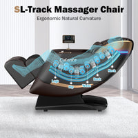Culanta Massage Chair Full Body, Zero Gravity SL-Track Shiatsu Massage Recliner Chair with Heat, Body Scan, Airbags, Foot Rollers, Deep Yoga Stretch (Brown)