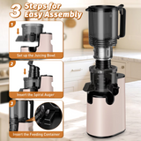 DARKIRON Cold Press Juicer, Masticating Juicer with 5.4" Wide Feed Chute, 350w Slow Juicer Machines Fit Whole Vegetables and Fruits,Juice Extractor Machine with High Juice Yield, Easy to Clean(Pink)