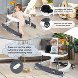 XIOYIG 5 in 1 Baby Walker, Music and Lights Walker for Baby Boy Girls 6-18 Months, Foldable Baby Walkers with Wheels and Bouncer Combo Portable, Toddler Infant Walker with Adjustable Height