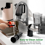 Aumpkin Cold Press Juicer, Masticating Juicer with 5.4" Wide Feed Chute, 350w Slow Juicer Machines Fit Whole Vegetables and Fruits,Juice Extractor Machine with High Juice Yield, Easy to Clean(Pink)