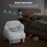 DOJOAO Self Cleaning Litter Box,Open Top Automatic Litter Box with App Control for Multiple Cats, Safety Sensors Protection, Odor Control Includes 2 roll Liners,Large Waste Bin, Cream White