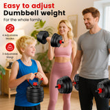 Adjustable Dumbbell Set, 20/33/45/70/90lbs Free Weight Set with Connector, 4 in1 Dumbbells Set Used as Barbell, Kettlebells, Push up Stand, Weight Set for Home Gym Suitable Men/Women