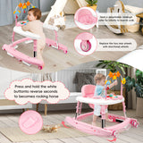 XIOYIG 5 in 1 Baby Walker, Music and Lights Walker for Baby Boy Girls 6-18 Months, Foldable Baby Walkers with Wheels and Bouncer Combo Portable, Toddler Infant Walker with Adjustable Height
