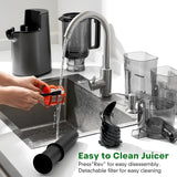 YPONE Cold Press Juicer, Masticating Juicer with 5.4" Wide Feed Chute, 350w Slow Juicer Machines Fit Whole Vegetables and Fruits,Juice Extractor Machine with High Juice Yield, Easy to Clean(Black)