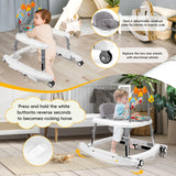 Wolfcode 5-in-1 Music and Lights Baby Walker Foldable with 5 Adjustable Heights, Baby Walker with Wheels and Bouncer Combo Portable, Infant Toddler Walker for Baby Boy Girls 6-18 Months