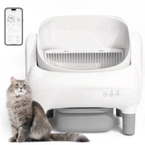 DOJOAO Self Cleaning Litter Box, 95 L Automatic Cat Litter Box Self Cleaning for Multiple Cats, with Safety Protection, App Control,1 Roll Garbage Bags,White
