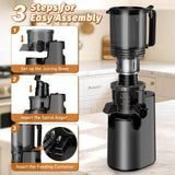LQZ Cold Press Juicer, Masticating Juicer with 5.4" Wide Feed Chute, 350w Slow Juicer Machines Fit Whole Vegetables and Fruits with High Juice Yield, Easy to Clean (Black)