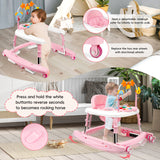Wolfcode 5-in-1 Music and Lights Baby Walker Foldable with 5 Adjustable Heights, Baby Walker with Wheels and Bouncer Combo Portable, Infant Toddler Walker for Baby Boy Girls 6-18 Months