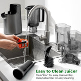 Cold Press Juicer, Masticating Juicer with Wide Feed Chute, Slow Juicer Machines Fit Whole Vegetables and Fruits with High Juice Yield, Easy to Clean (Black)