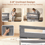 NIRGU Baby Bassinet, 3-Level Adjustable Height with Wheels & Storage Basket, Breathable Mosquito Net,for Newborns and Infants,Light Gray