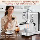 Espresso Machine, 20 Bar Compact Espresso Maker with Steam Milk Frother, Stainless Steel Expresso Machines for Home, 34oz Removable Water Tank for Latte, Cappuccino, Silver